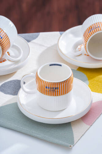 Adonis Orange 6 Kişilik Kahve Fincan Takımı - 100 ml - Acar