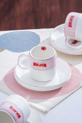 Adonis Pink 6 Kişilik Kahve Fincan Takımı - 100 ml - 1