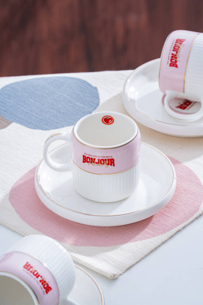 Adonis Pink 6 Kişilik Kahve Fincan Takımı - 100 ml - 1