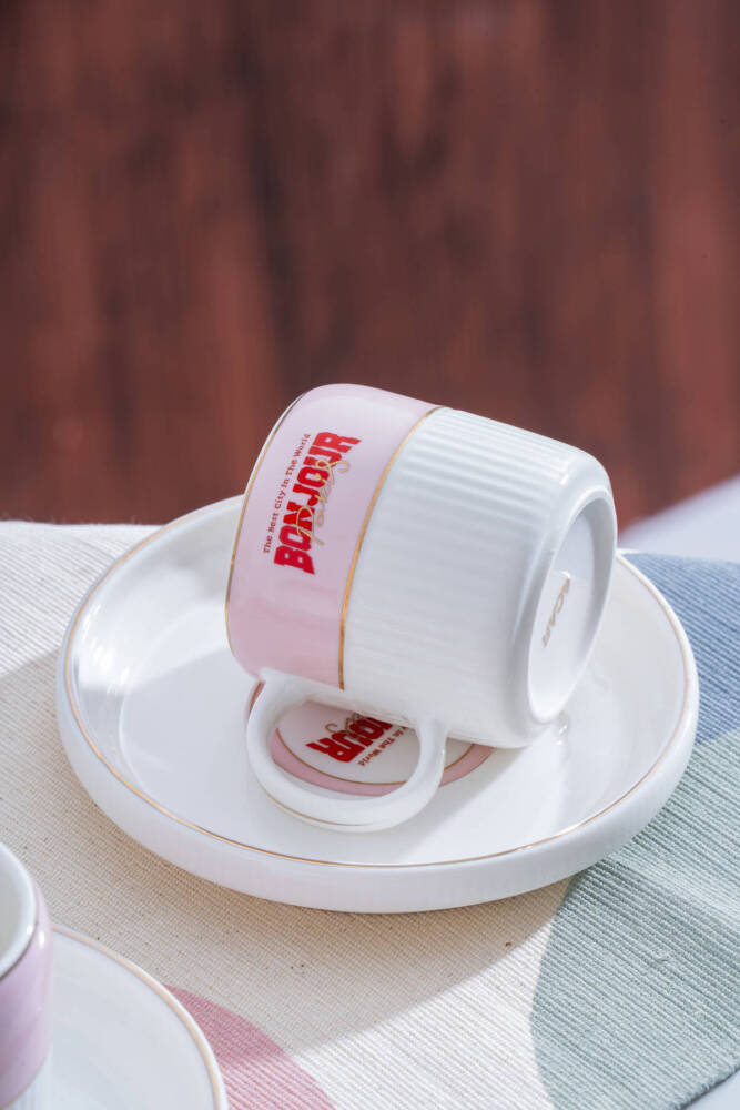 Adonis Pink 6 Kişilik Kahve Fincan Takımı - 100 ml - 2