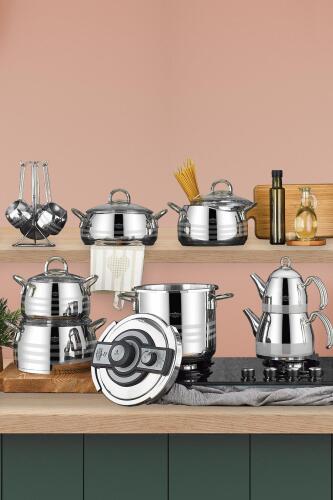 Akasya 18 Piece Steel Dowry Set - Platinum 