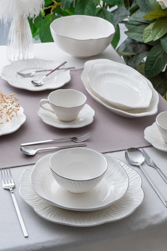 Alina Silver 39 Piece Dinner Set For 6 People - Acar