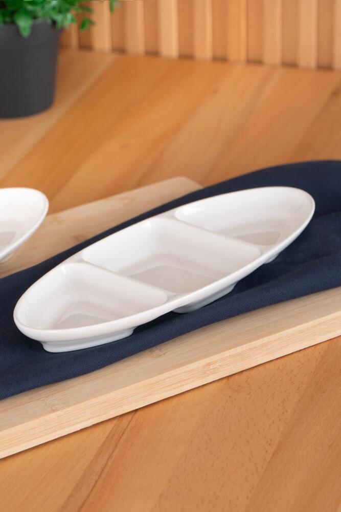 Aria Oval Bölmeli Kayık Tabak - 25 cm - 1