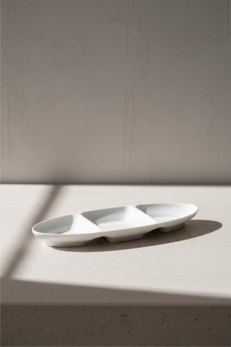 Aria Oval Bölmeli Kayık Tabak - 25 cm - Acar