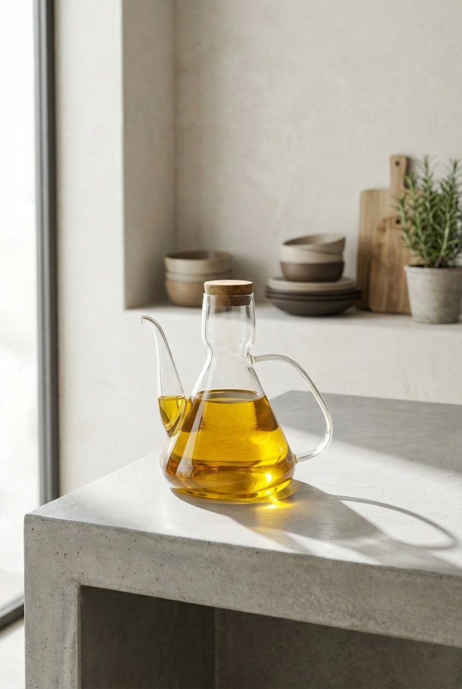 Arlina Akasya Kapaklı Cam Yağdanlık - 1000 ml - 1