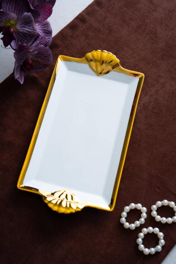 Arven Dikdörtgen Gold Sunum Tepsi - 33 cm - 1
