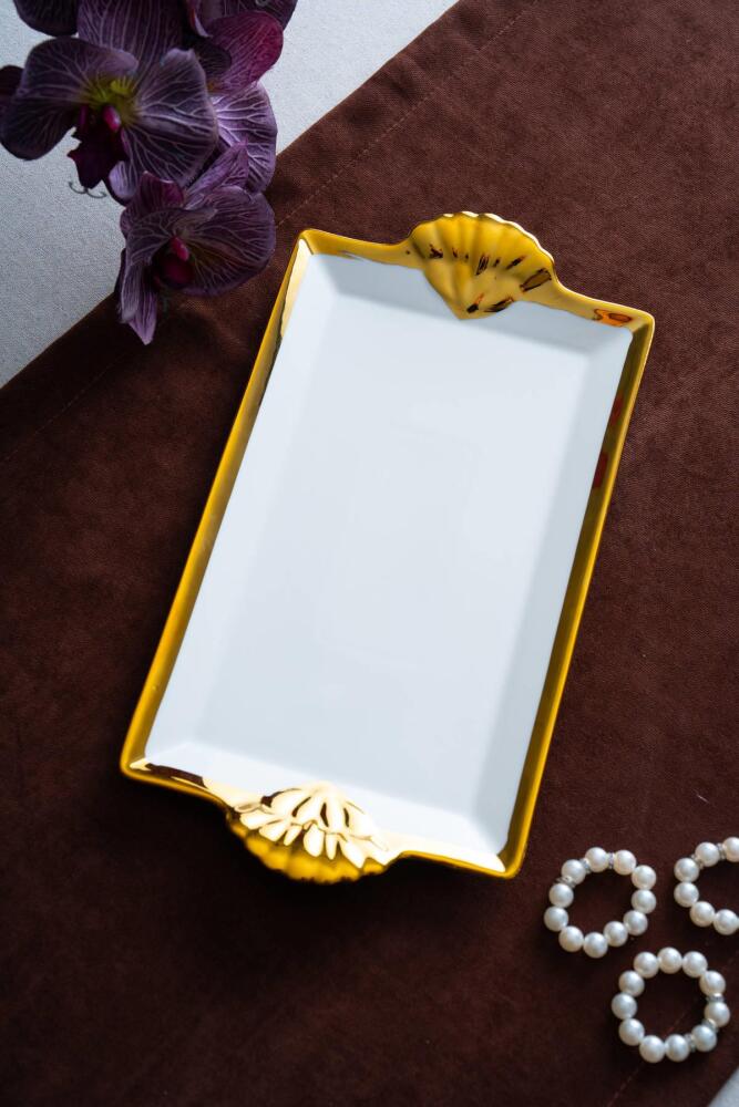 Arven Dikdörtgen Gold Sunum Tepsi - 33 cm - 2