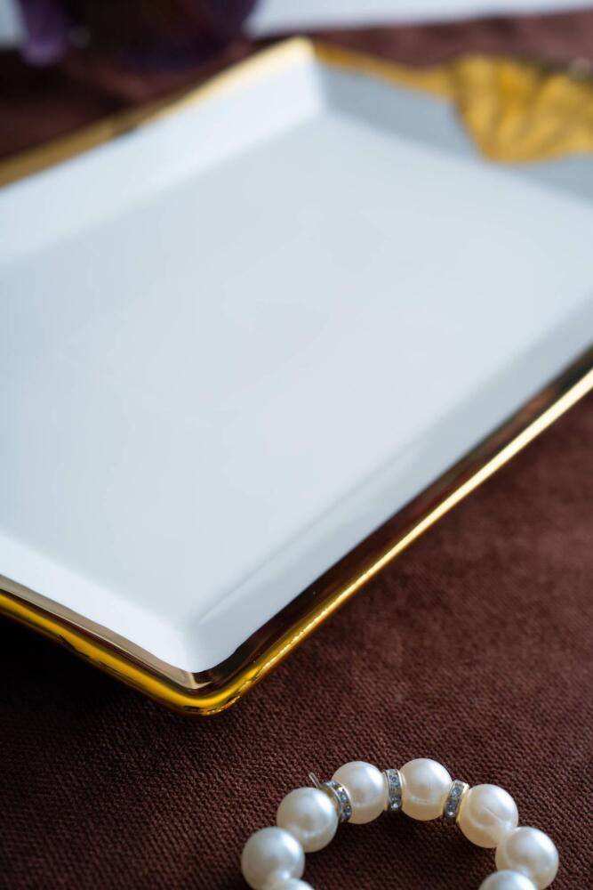 Arven Dikdörtgen Gold Sunum Tepsi - 33 cm - 4