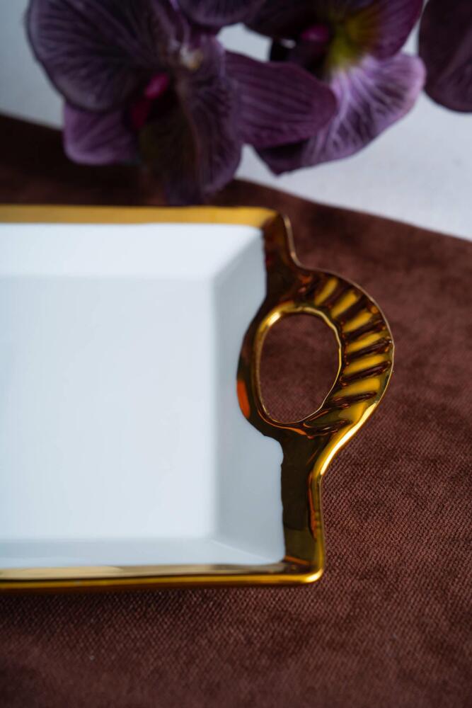 Arven Dikdörtgen Gold Sunum Tepsi - 33 cm - 3