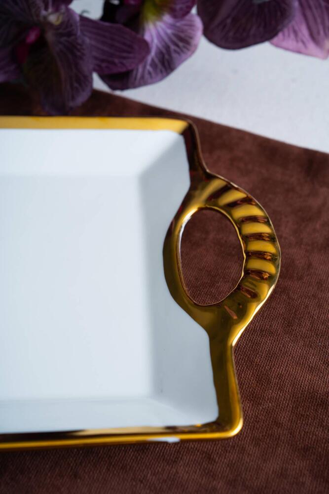 Arven Dikdörtgen Gold Sunum Tepsi - 41 cm - 3