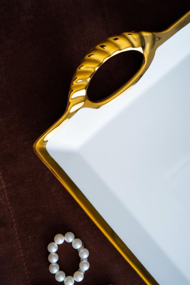 Arven Dikdörtgen Gold Sunum Tepsi - 41 cm - 4