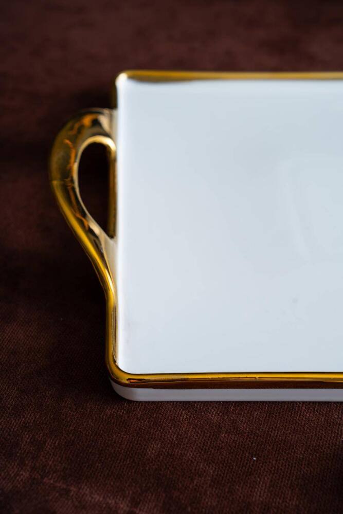 Arven Dikdörtgen Gold Sunum Tepsi - 41 cm - 6