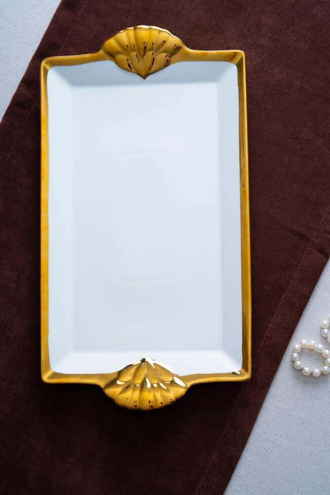 Arven Dikdörtgen Gold Sunum Tepsi - 45 cm - 2