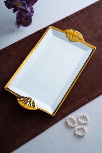 Arven Dikdörtgen Gold Sunum Tepsi - 45 cm - Acar