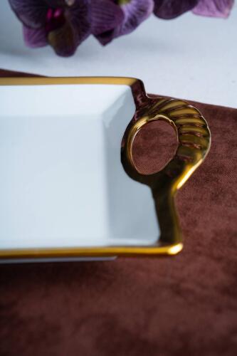 Arven Dikdörtgen Gold Sunum Tepsi - 45 cm - 9