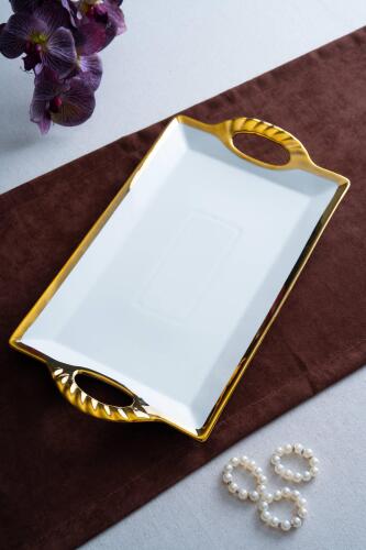 Arven Dikdörtgen Gold Sunum Tepsi - 45 cm - Acar