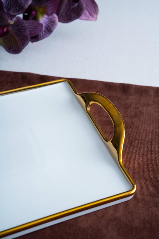 Arven Dikdörtgen Gold Sunum Tepsi - 45 cm - 2