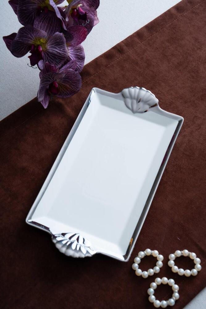 Arven Dikdörtgen Silver Sunum Tepsi - 33 cm - 1