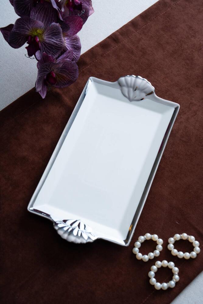 Arven Dikdörtgen Silver Sunum Tepsi - 33 cm - 2
