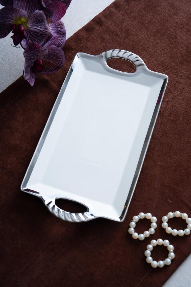 Arven Dikdörtgen Silver Sunum Tepsi - 33 cm - 1
