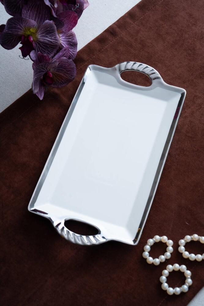 Arven Dikdörtgen Silver Sunum Tepsi - 33 cm - 2