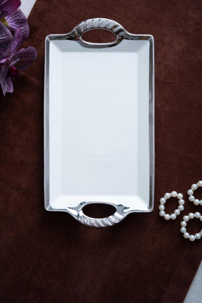 Arven Dikdörtgen Silver Sunum Tepsi - 33 cm - 3