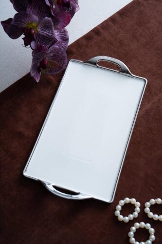Arven Dikdörtgen Silver Sunum Tepsi - 33 cm - 1