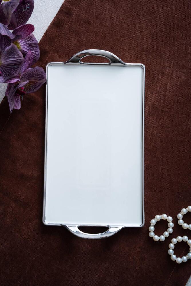Arven Dikdörtgen Silver Sunum Tepsi - 33 cm - 2