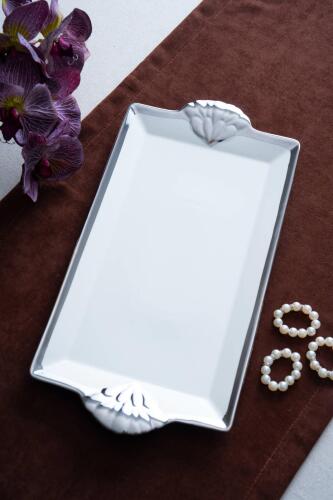 Arven Dikdörtgen Silver Sunum Tepsi - 41 cm - 2