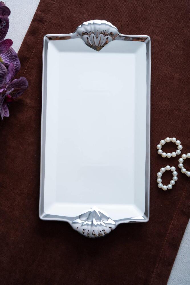 Arven Dikdörtgen Silver Sunum Tepsi - 41 cm - 3