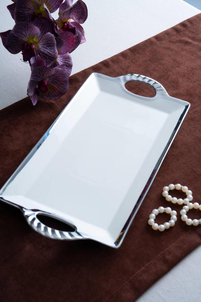 Arven Dikdörtgen Silver Sunum Tepsi - 41 cm - 2