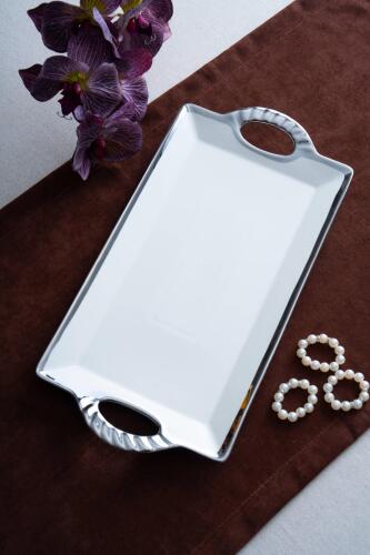 Arven Dikdörtgen Silver Sunum Tepsi - 41 cm - Acar