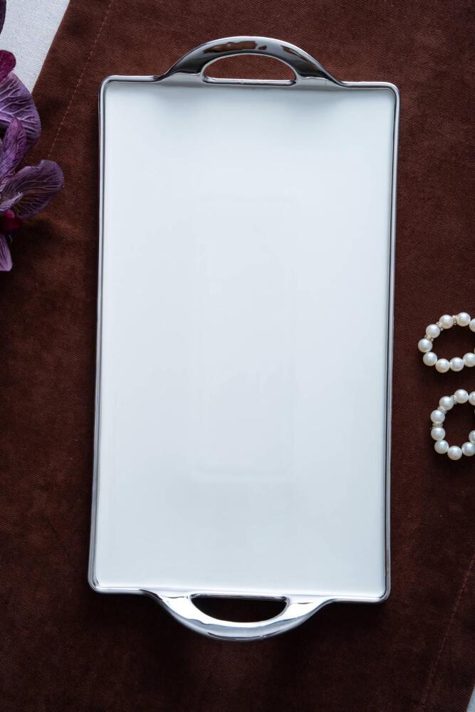 Arven Dikdörtgen Silver Sunum Tepsi - 41 cm - 2
