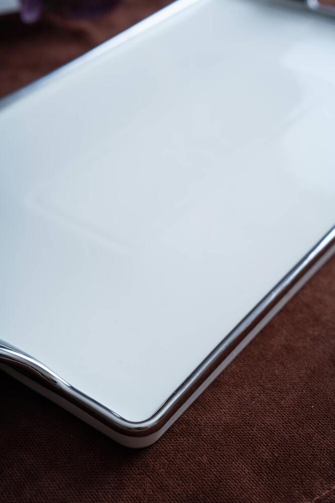 Arven Dikdörtgen Silver Sunum Tepsi - 41 cm - 4