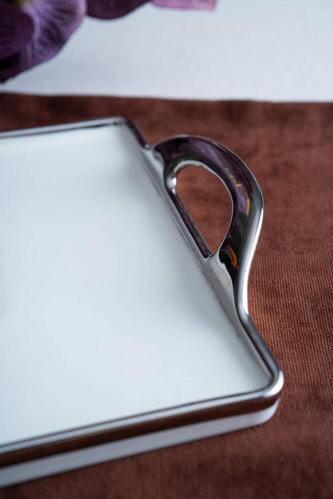 Arven Dikdörtgen Silver Sunum Tepsi - 41 cm - 6