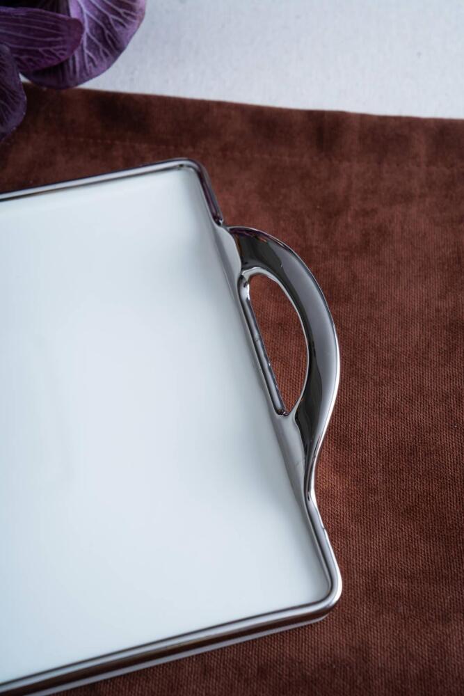 Arven Dikdörtgen Silver Sunum Tepsi - 41 cm - 7