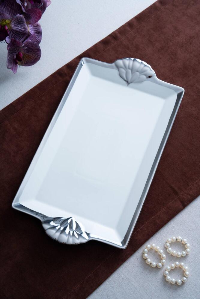 Arven Dikdörtgen Silver Sunum Tepsi - 45 cm - 1