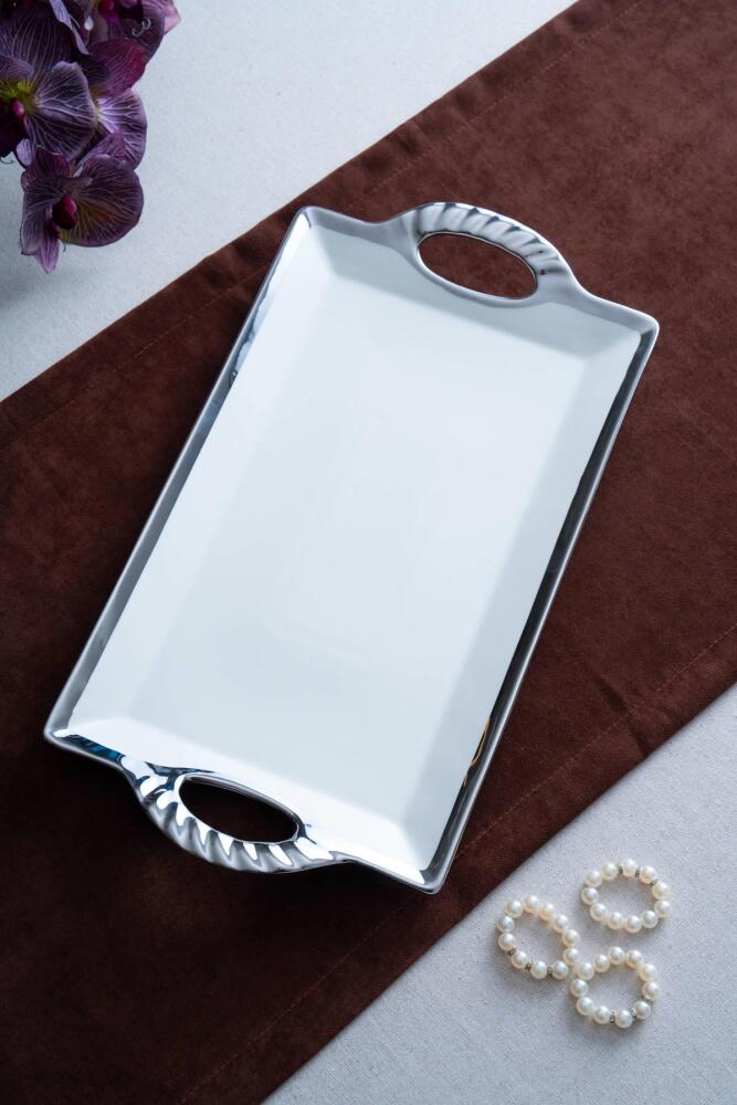 Arven Dikdörtgen Silver Sunum Tepsi - 45 cm - 8