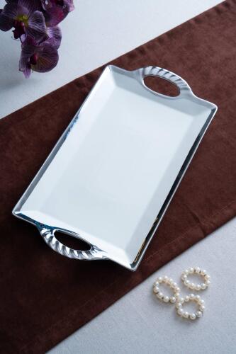 Arven Dikdörtgen Silver Sunum Tepsi - 45 cm - 9