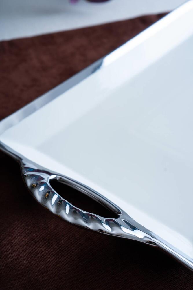Arven Dikdörtgen Silver Sunum Tepsi - 45 cm - 10