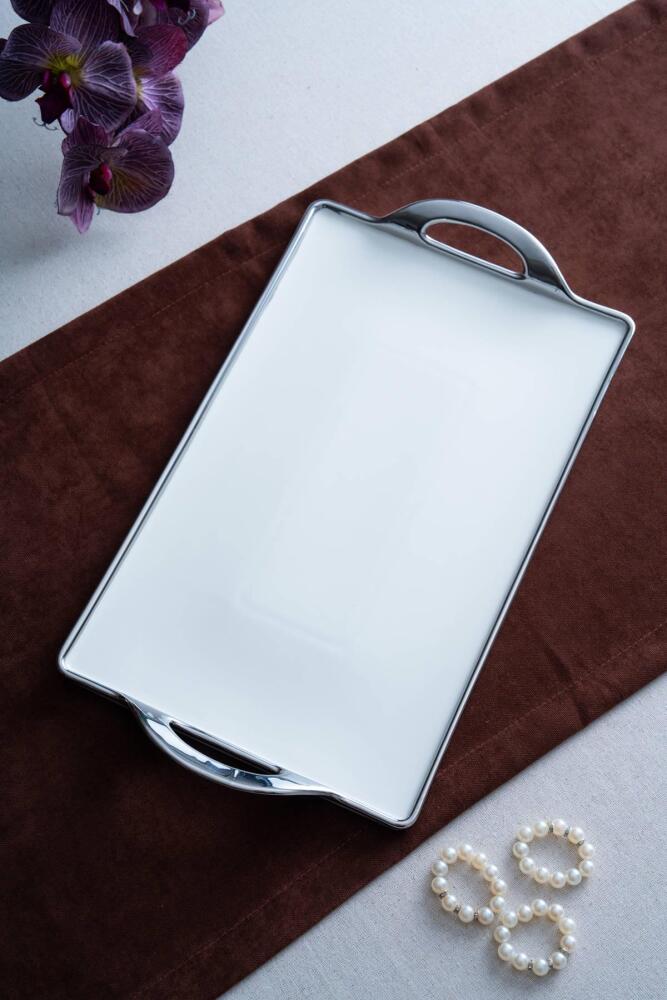 Arven Dikdörtgen Silver Sunum Tepsi - 45 cm - 1