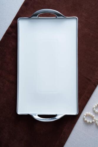 Arven Dikdörtgen Silver Sunum Tepsi - 45 cm - 2