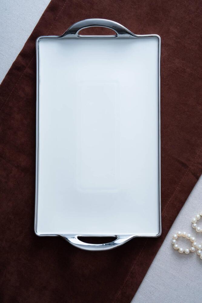 Arven Dikdörtgen Silver Sunum Tepsi - 45 cm - 2