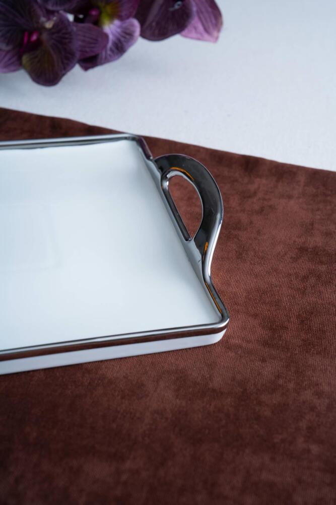 Arven Dikdörtgen Silver Sunum Tepsi - 45 cm - 3