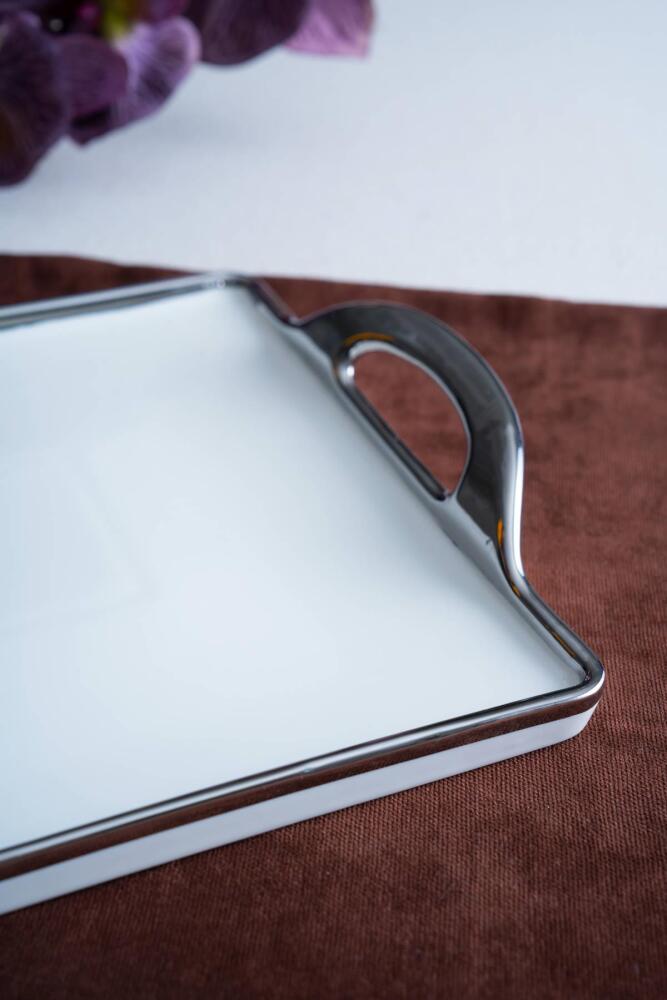 Arven Dikdörtgen Silver Sunum Tepsi - 45 cm - 4