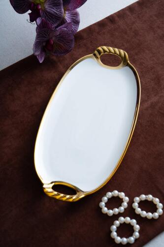 Arven Oval Gold Sunum Tepsisi - 33 cm - 1