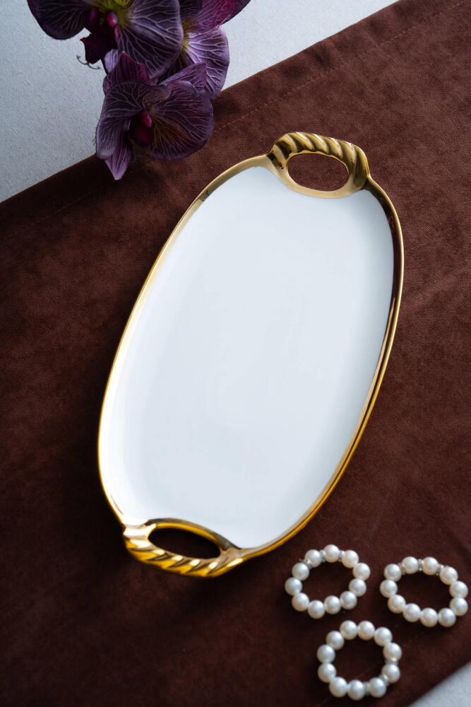 Arven Oval Gold Sunum Tepsisi - 33 cm - 1