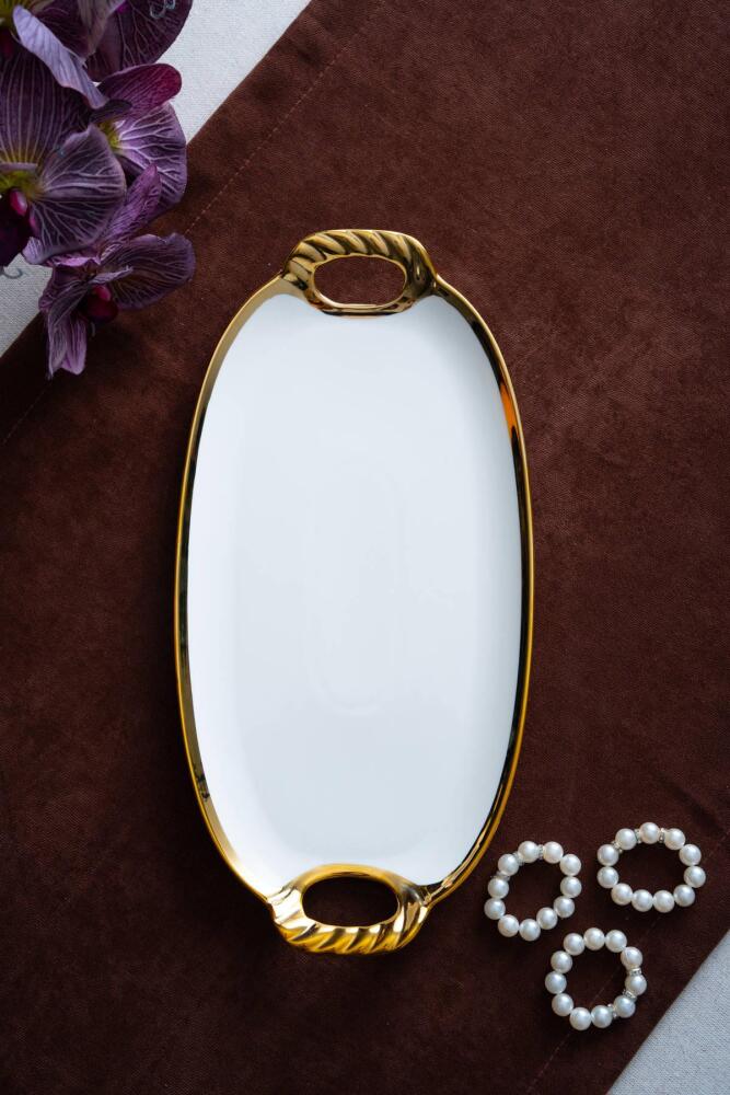 Arven Oval Gold Sunum Tepsisi - 33 cm - 2