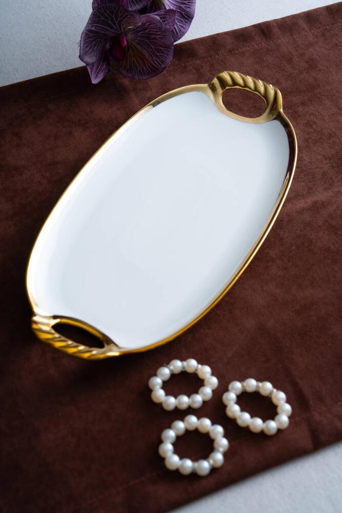 Arven Oval Gold Sunum Tepsisi - 33 cm - 4
