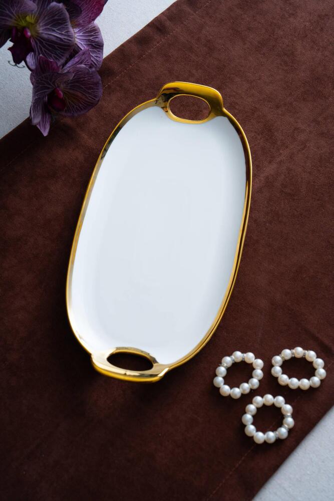 Arven Oval Gold Sunum Tepsisi - 33 cm - 1